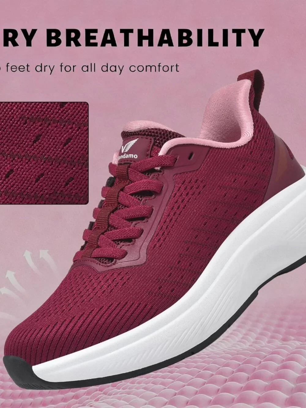Women's Purple Red Walking Shoes Slip On Comfortable Running Tennis Sneakers
